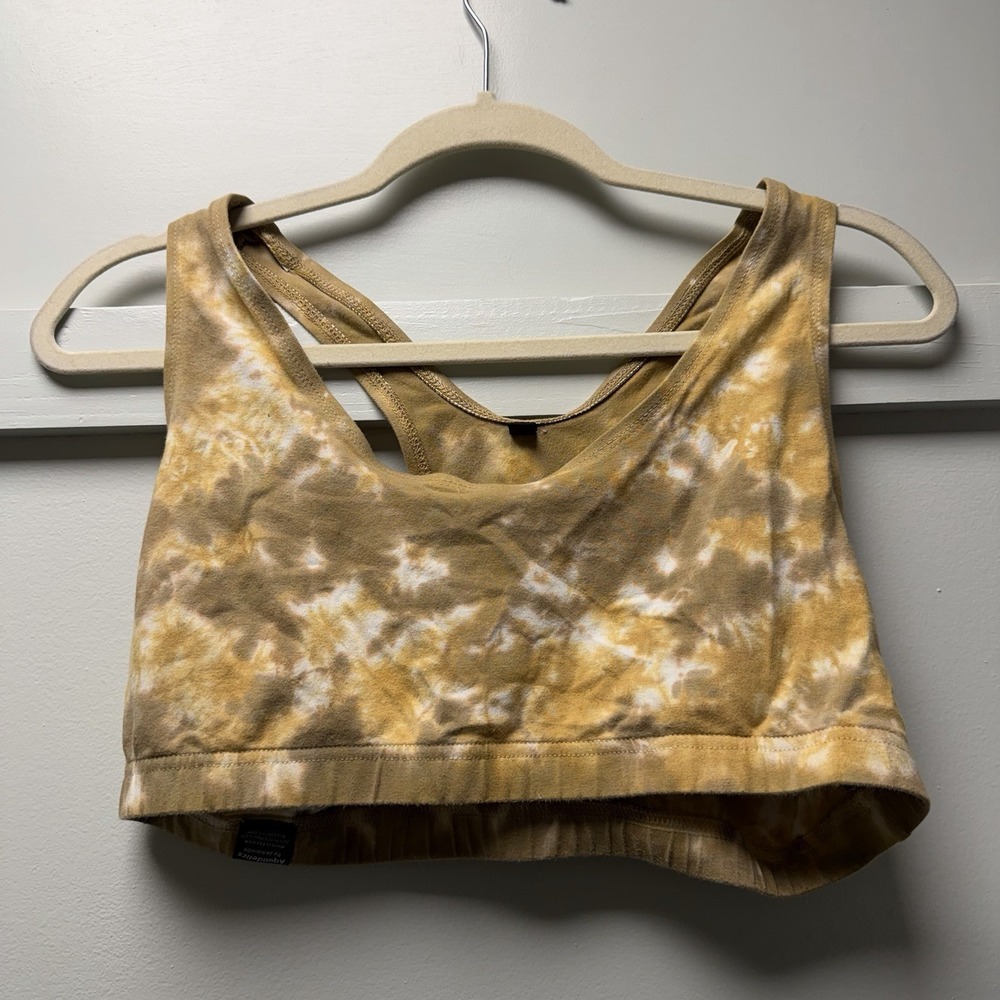 Aquadelics Tie Dye Y2K Desert Hippie Boho Grunge Earthy Mustard Sz XL Sports Bra